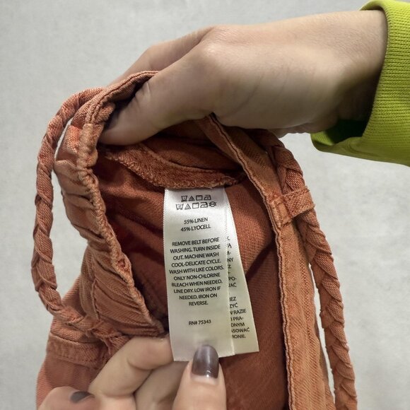 C&C California Pants Womens Medium Rust Linen Lyocell Jogger Drawstring Cuffed - Picture 2 of 9